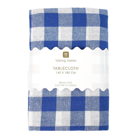 Blue & White Fabric Gingham Tablecloth | Spring | Summer |