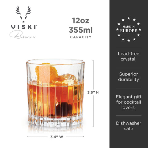 Viski - Reserve Milo European Crystal Lowball Glasses - Set of 4