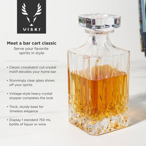 Viski - Admiral™ Crystal Whiskey Decanter & Tumblers Set - Set of 3