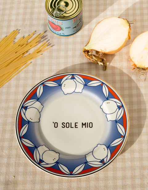 'O SOLE MIO BIG - Porcelain plate with writing