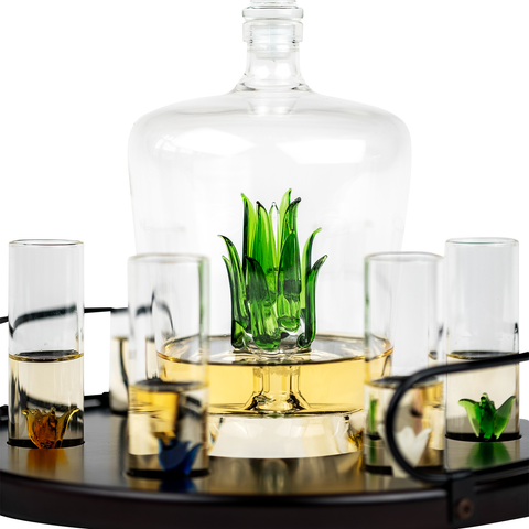 Tequila Agave Decanter With 6 Shot Glasses And Stand