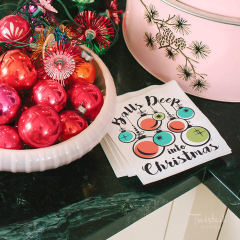 Balls Deep Into Christmas COCKTAIL NAPKIN