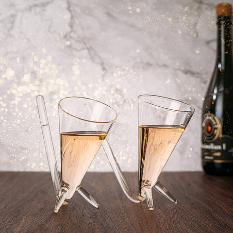 2pk Champagne Shooter With Stands - Acrylic Plastic Reusable