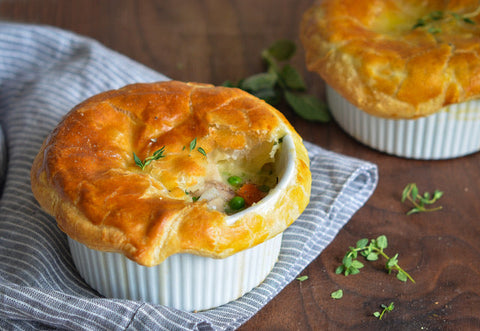 Hearty Chicken Pot Pie, Roasted Squash Salad & Skillet Brownie