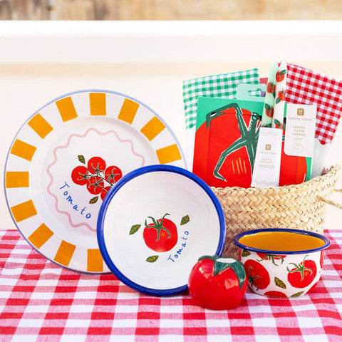 Tomato Stripe Enamel Bowl | 16cm