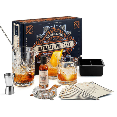 Whiskey Cocktail Making Kit - Rocks Drinking Glass Set