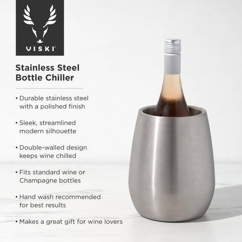 Viski - Stainless Steel Double Walled Insulated Wine Bottle Chiller