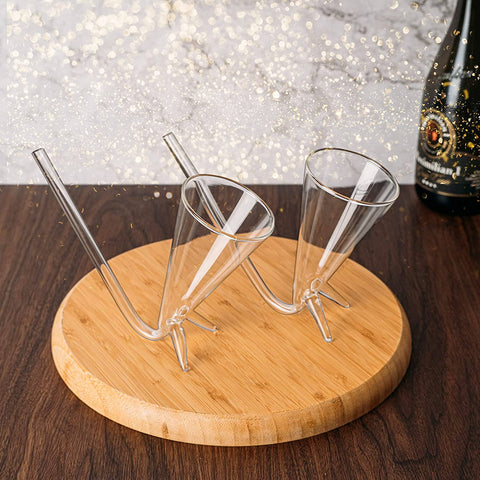 2pk Champagne Shooter With Stands - Acrylic Plastic Reusable