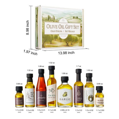 Olive Oil Gourmet Sampler Gift Set of 8 - Extra-Virgin