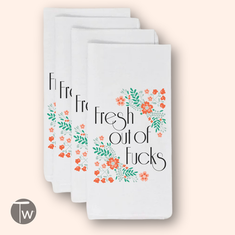 Fresh Out of Fucks Premium Cotton Tea Towel 4 Pack Christmas Gifts