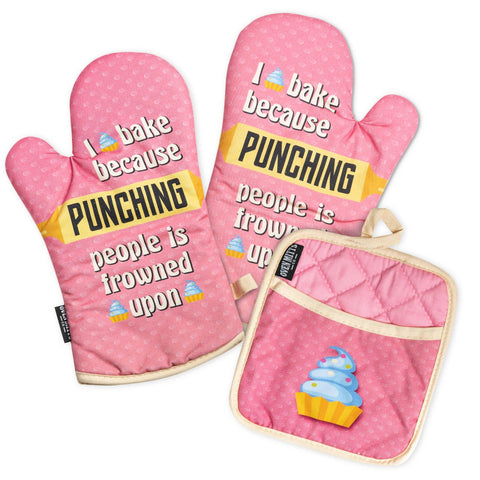 Zapps Clothing - I Bake Because Oven Mitts And Potholder Set