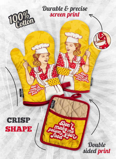 Zapps Clothing - Don't Make Me Poison Your Food Oven Mitts And Potholder Set