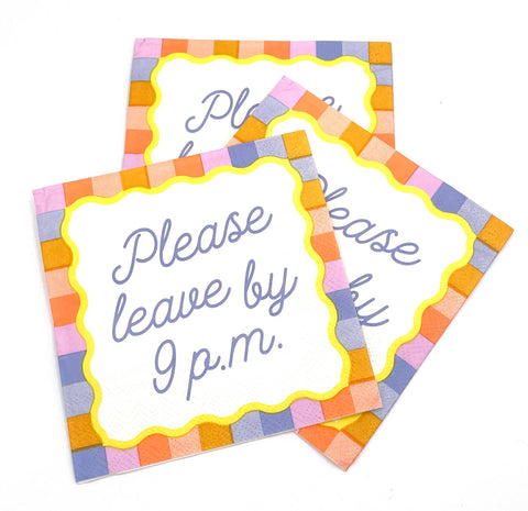 Festive Party Funny Napkins | Please Leave By 9P.M. - 20ct