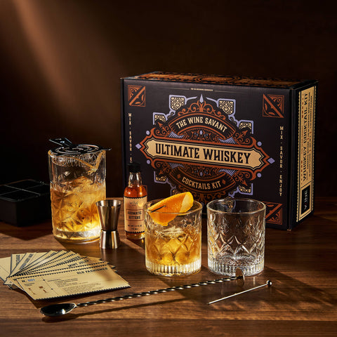 Whiskey Cocktail Making Kit - Rocks Drinking Glass Set