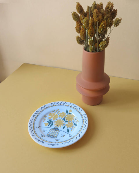 BEST WISHES - Plate with floral design