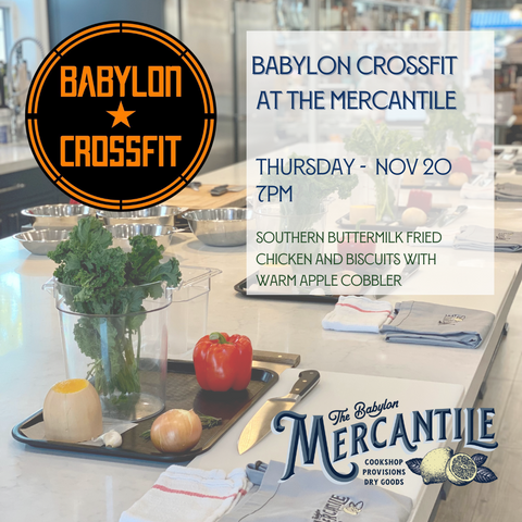 Babylon Crossfit at The Merc  - Southern Buttermilk Fried Chicken and Biscuits with Warm Apple Cobbler