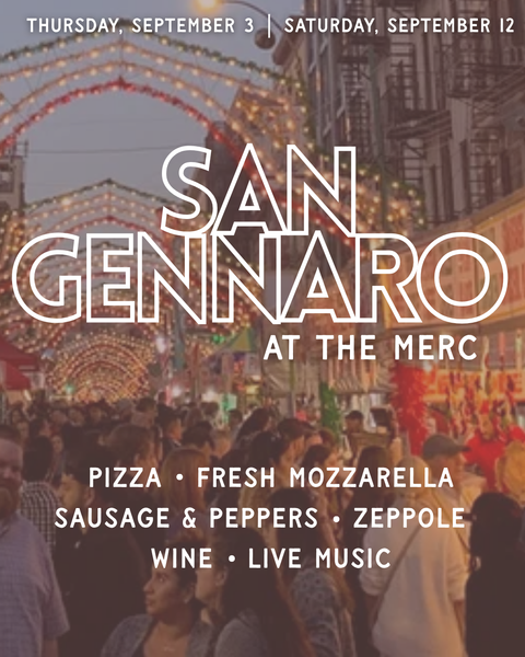 San Gennaro Feast at The Merc:  Pizza, Mozzarella, Sausage & Pep, Zeppolis
