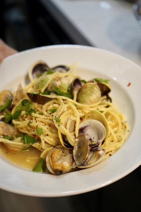 Spaghetti alle Vongole and Whole Roasted Branzino