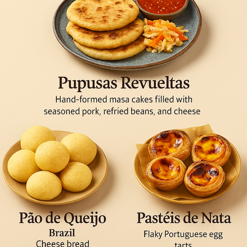 Pupusas Revueltas, Pão de Queijo & Pastéis de Nata: A Three‑Country Cooking Experience