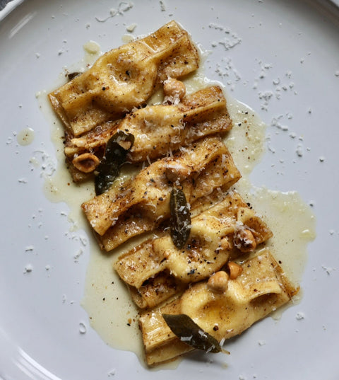 Pasta:  Scarpinocc with Brown butter, Sage and Hazelnut