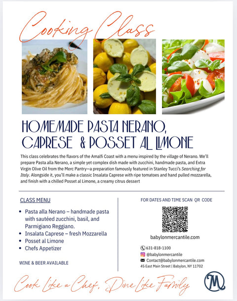 Pasta alla Nerano, Insalata Caprese & Posset al Limone