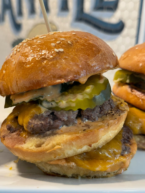 McMerc Smash Burger with Special Sauce,  Hand Cut Fries & Crispy Apple Pie
