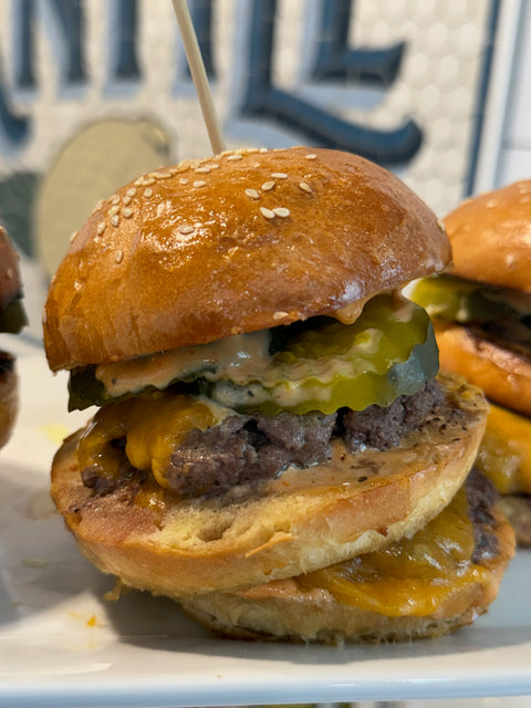 McMerc Smash Burger with Special Sauce,  Hand Cut Fries & Crispy Apple Pie
