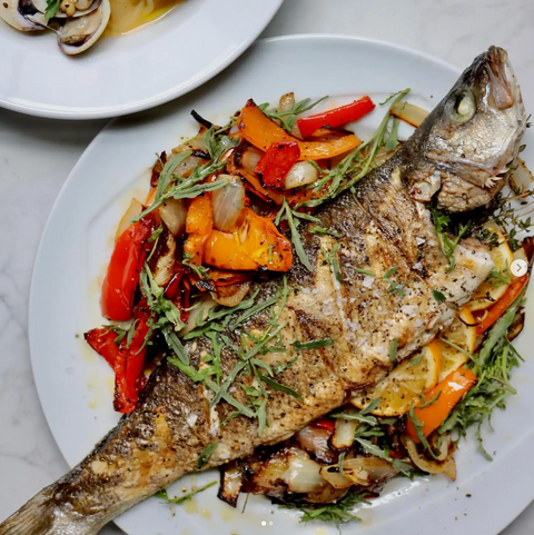 Spaghetti alle Vongole and Whole Roasted Branzino