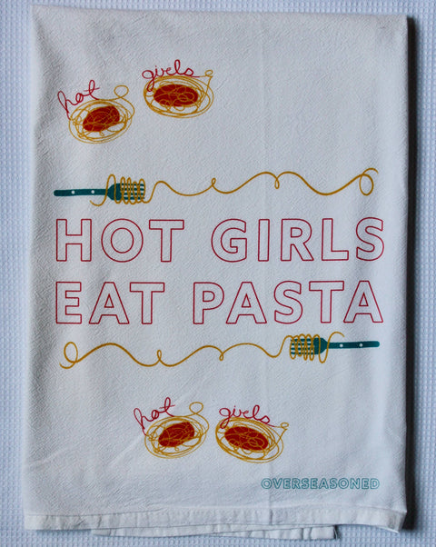 Hot Girls Eat Pasta Tea Towel