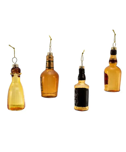 3.5"GLASS LIQUOR BOTTLE ORNAMENT 4/ASSTD