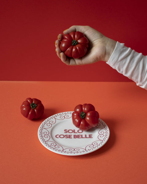 ilaria.i - SOLO COSE BELLE RED - Porcelain plate with writing