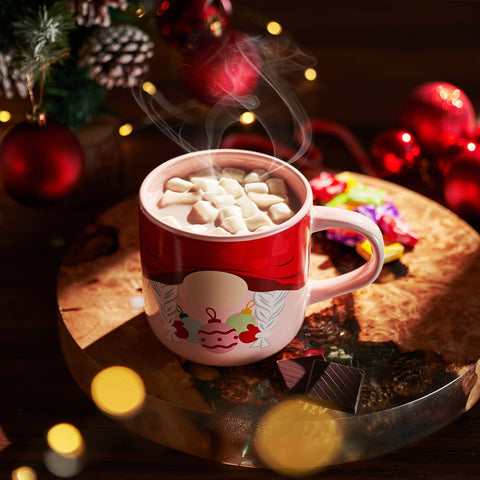 Red Holiday Mug With Hot Cocoa Mix & Marshmallows