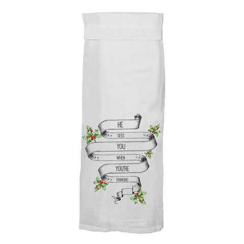 He Sees You Drinking | X-Mas Kitchen Towels