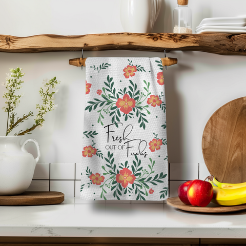 Vintage Fresh Out of Fucks Tea Towel