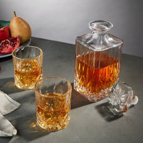 Viski - Admiral™ Crystal Whiskey Decanter & Tumblers Set - Set of 3