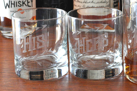 Hand Engraved Couples Glasses