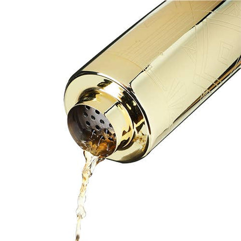 Viski - Art Deco Gold-Plated Cocktail Shaker w/ Built-in Strainer