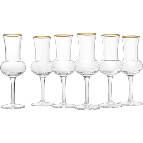 Crystal Grappa Glasses 3oz -Set of 6- In Gift Box