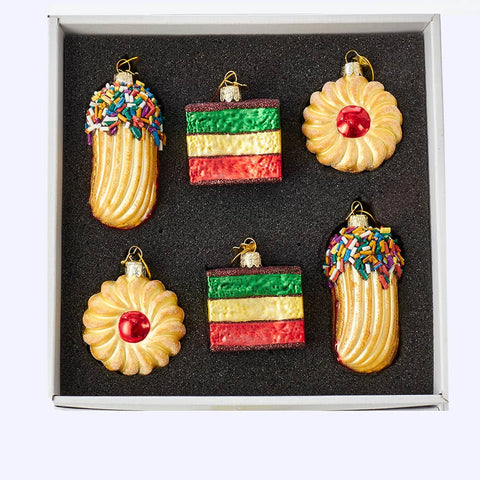 2-3"NOBLE GEMS GLASS COOKIE ORNAMENTS 6PC