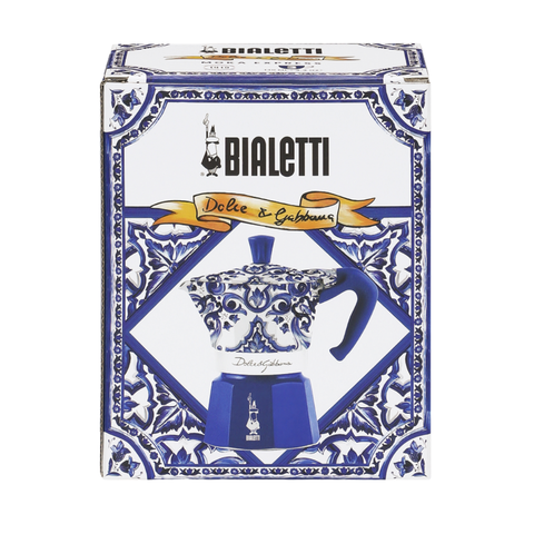 Bialetti Moka Dolce & Gabbana Stovetop Espresso Maker, Blu Mediterraneo 3 cup