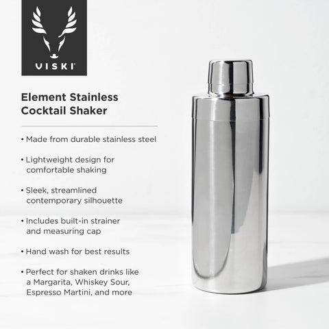 Viski - Harrison Element Polished Stainless Steel Cocktail Shaker