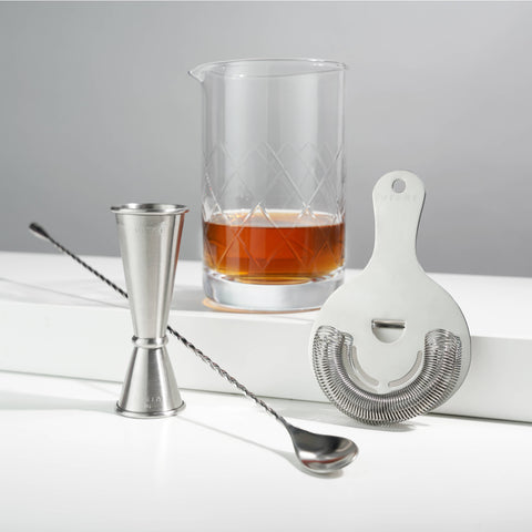 Viski - Harrison Stainless Steel & Crystal Mixologist Set - Set of 4