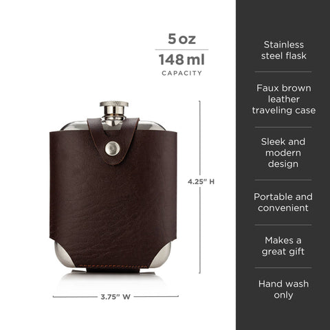 Viski - Stainless Steel Flask w/ Traveling Case