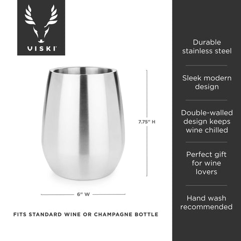 Viski - Stainless Steel Double Walled Insulated Wine Bottle Chiller