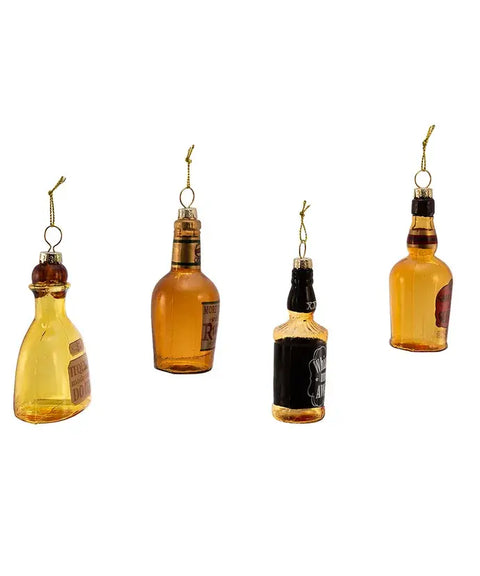 3.5"GLASS LIQUOR BOTTLE ORNAMENT 4/ASSTD