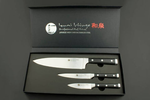 IZUMI ICHIAGO-3 pcs Chef knives Set w/Japanese steel & Tecaran