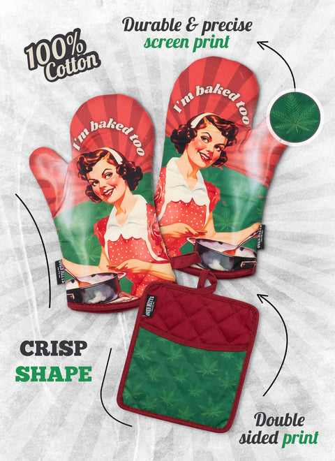 Zapps Clothing - I'm Baked Too Oven Mitts And Potholder Set