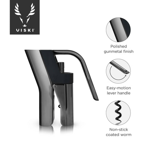 Viski - Warren™ Black Gunmetal-Plated Heavyweight Lever Corkscrew