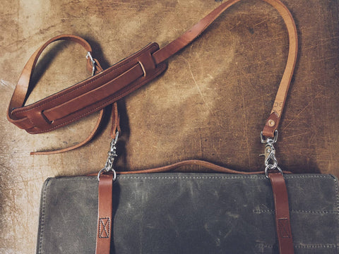 Brown Leather Knife Roll Strap