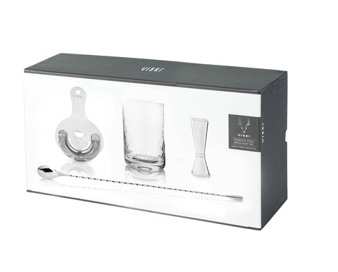 Viski - Harrison Stainless Steel & Crystal Mixologist Set - Set of 4